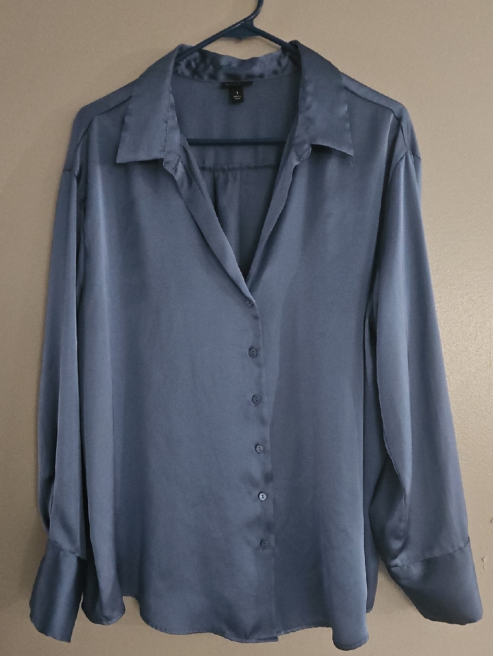 torrid Steel Blue Satin Button-Up Blouse